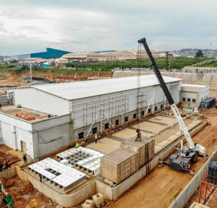 Birds view of offloading Indirect adiabatic cooling IAC system at Raxio Data Centre Namanve Uganda 1